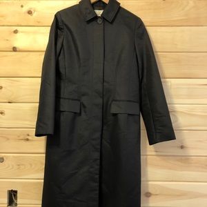 Linda Richards Black Long Trench Coat | Classic Tailored Overcoat | Size 6